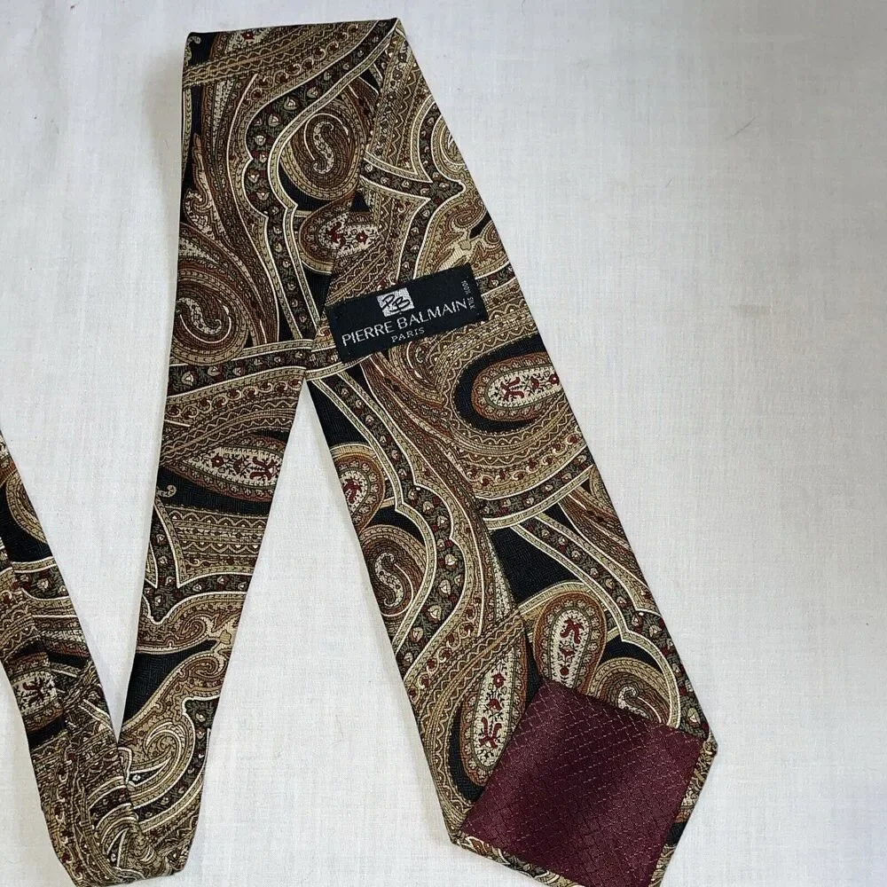 Pierre Balmain Men’s Dress Tie Size 56” Gold Paisley Business Formal City